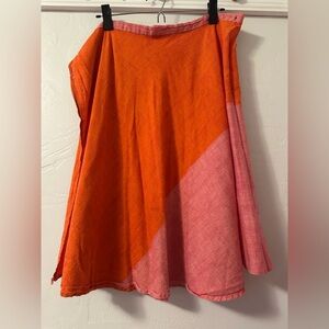 Orange Cotton A-Line Wrap Skirt